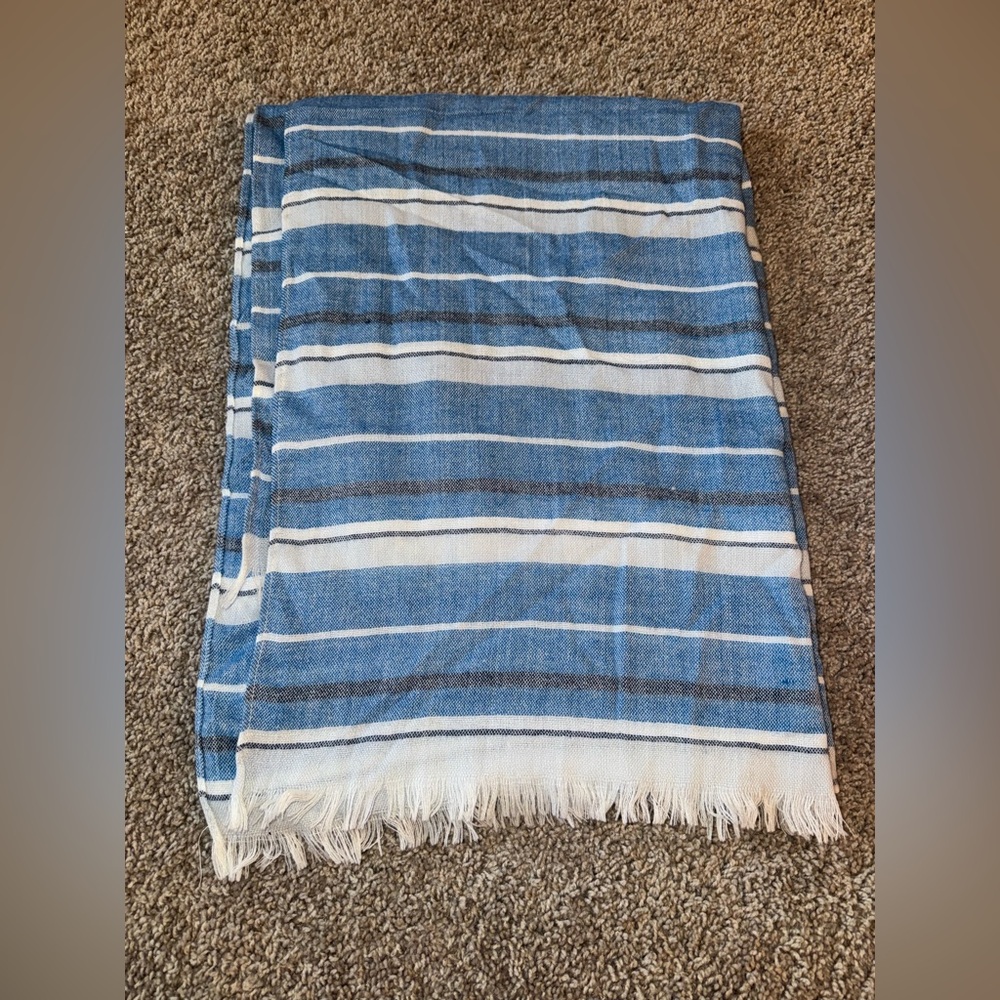 Blue and White Striped Scarf